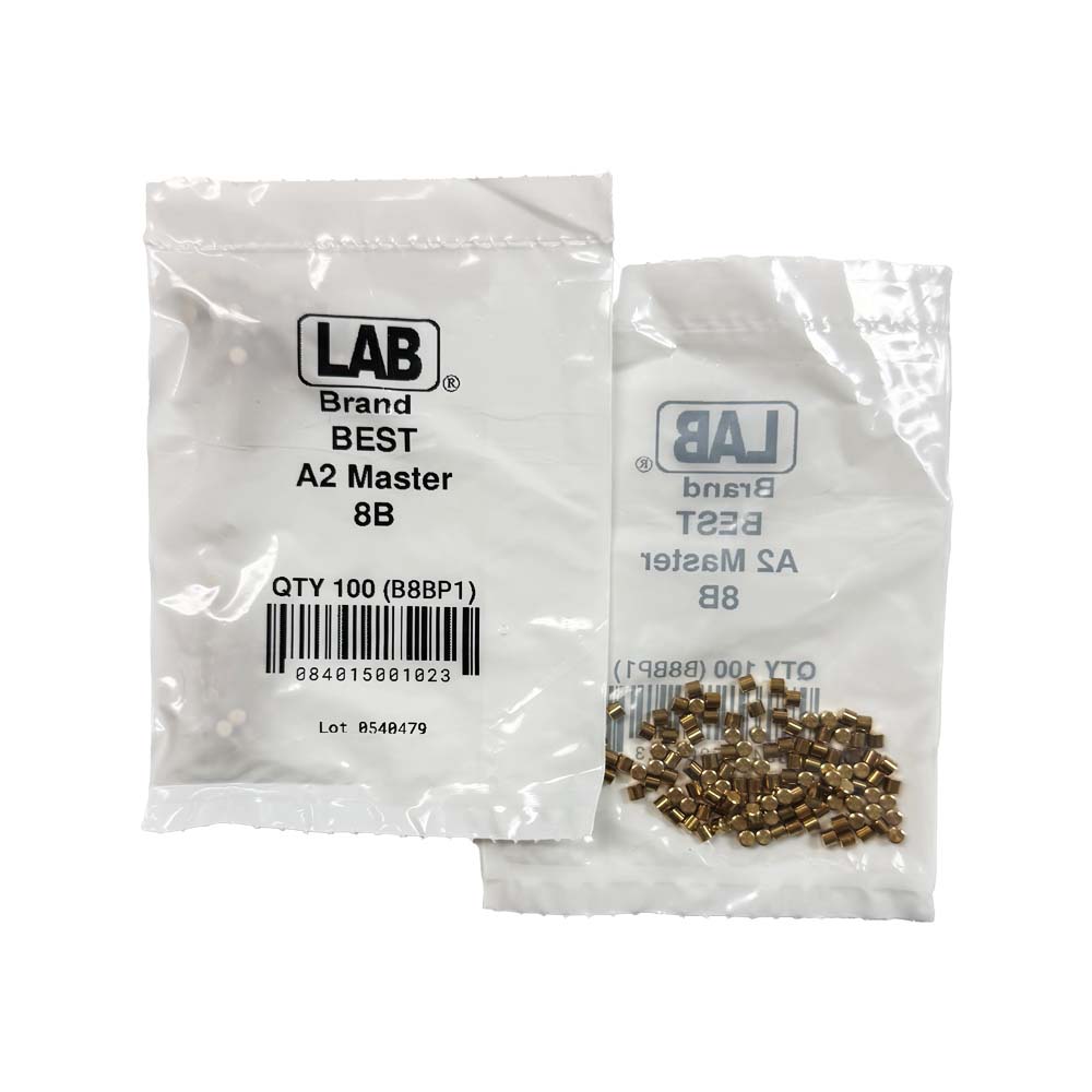 LAB - BEST-T8 - 8T BEST SFIC Top Pins - .100 Size - A2 Systems - Brass - Polybag 100 Pins