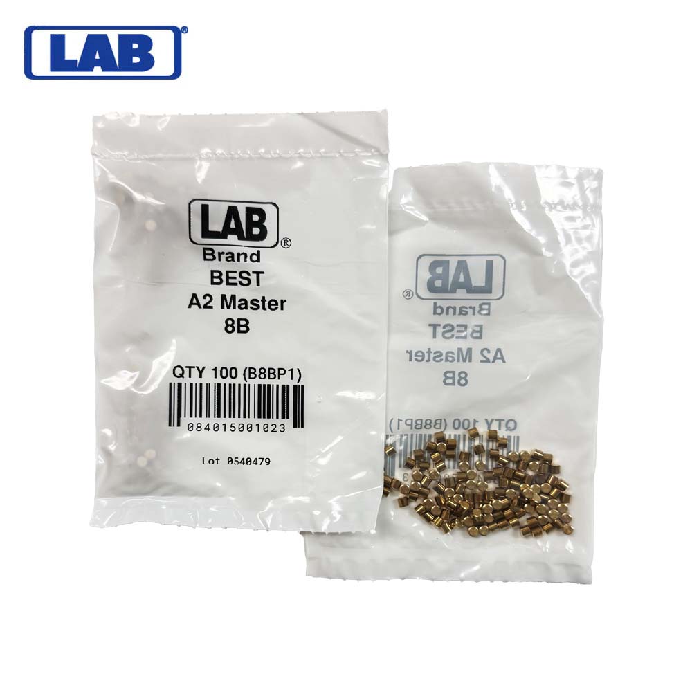 LAB - BEST-T8 - 8T BEST SFIC Top Pins - .100 Size - A2 Systems - Brass - Polybag 100 Pins