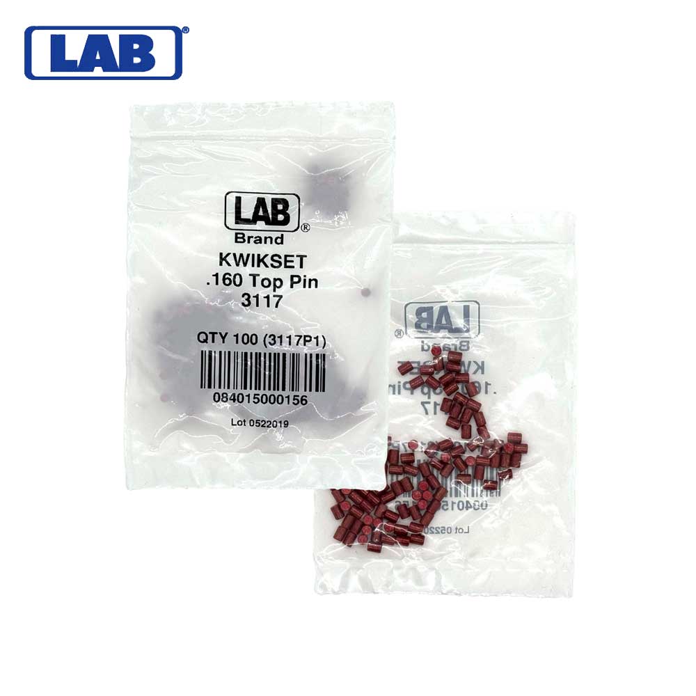 LAB - KWI3117 - Kwikset 2 Top Pin - Size .160 - Polybag 100 Pins