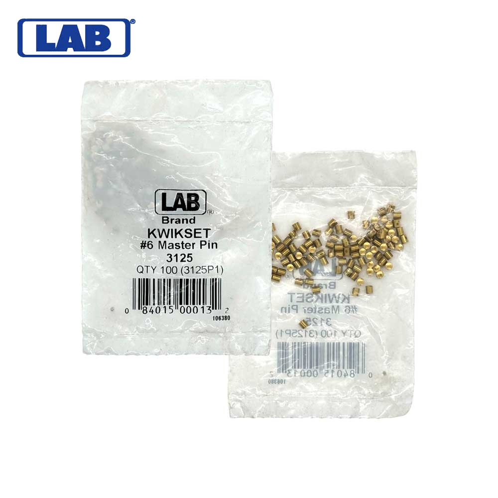 LAB - KWI3125 - Kwikset 6 Master Pin - Size .138 - Polybag 100 Pins