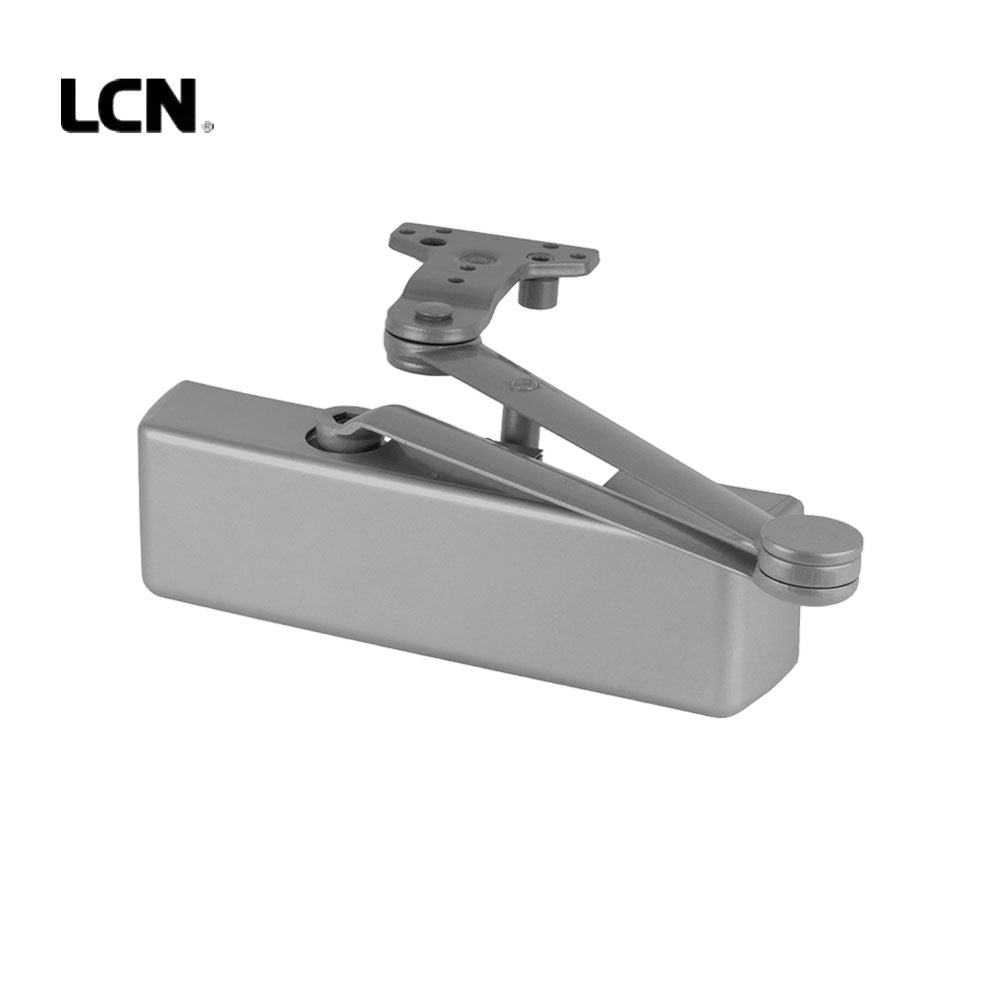LCN - 4040XP-HCUSH - Surface Door Closer - Hold Open Cush Arm - Non-Handed - Adjustable Size 1-6 - Plastic Cover - Grade 1 - 689 (Aluminum Painted Finish)