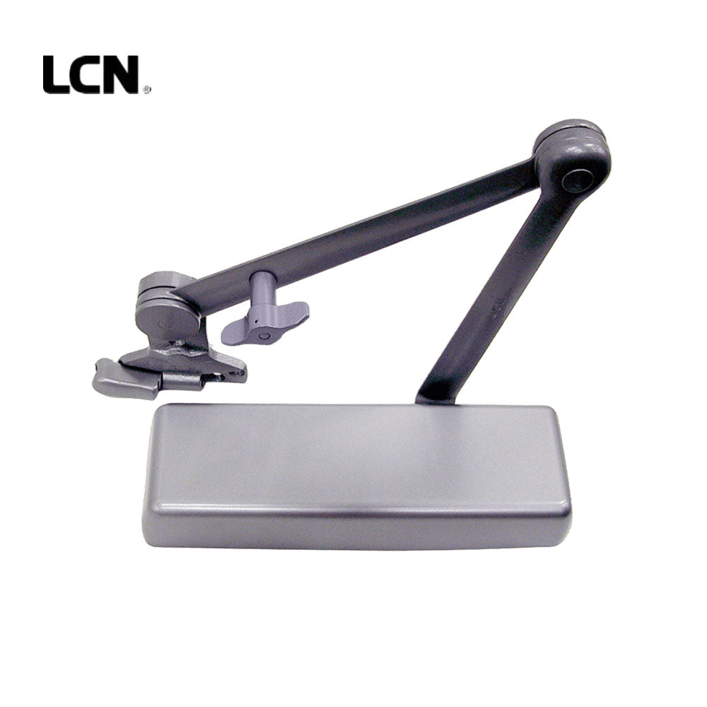LCN - 4040XP-SHCUSH - Surface Door Closer - Spring Cush Hold Open Arm - Non-Handed - Adjustable Size 1-6 - Plastic Cover - Grade 1 - 689 (Aluminum Painted Finish)