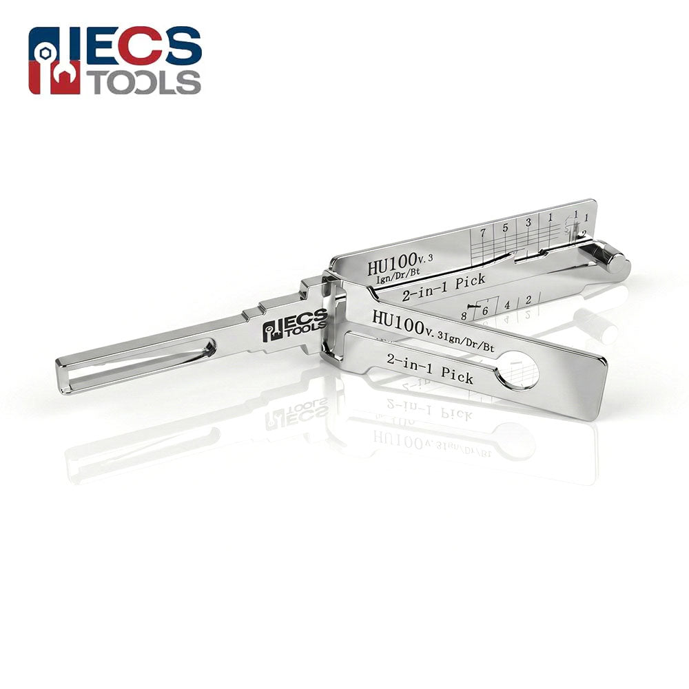 ECS TOOLS Lishi GM HU100 V.3 (8 Cuts) 2-in-1 Decoder and Pick