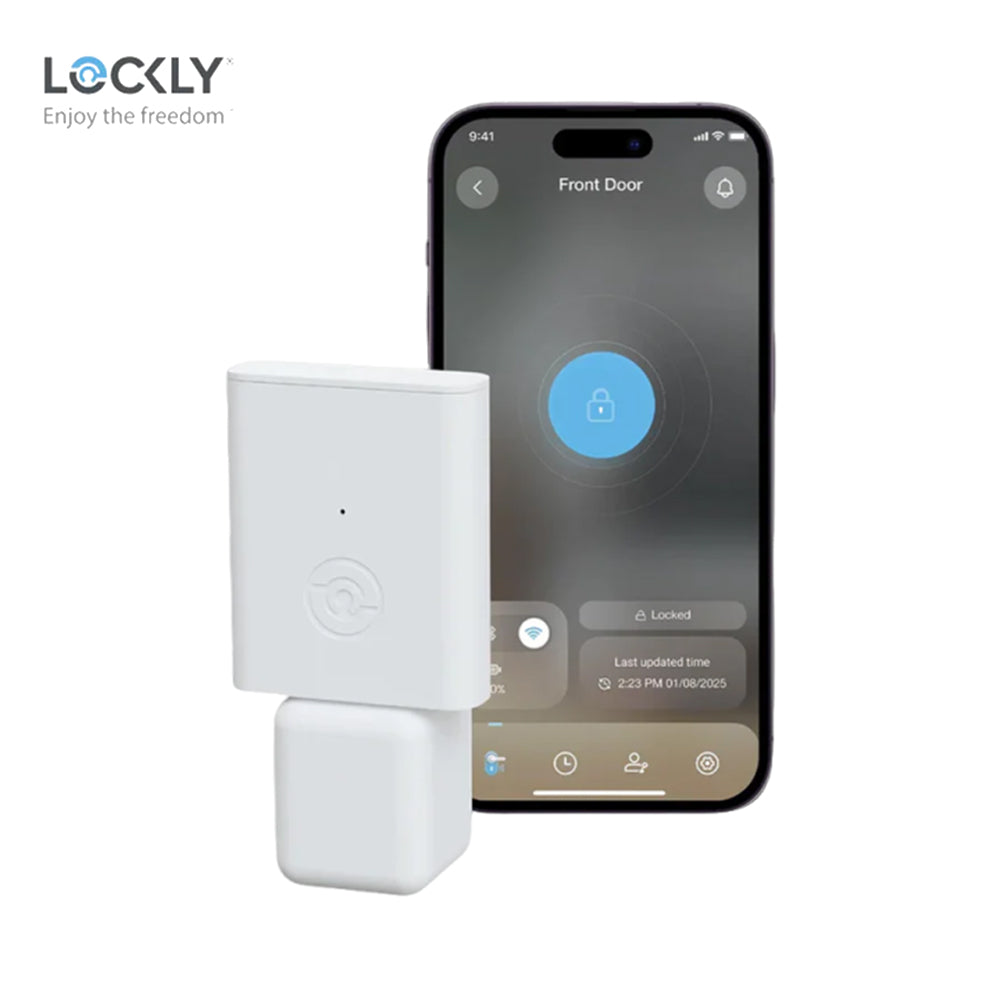 Lockly Fingerprint Biometric Electronic Lever Set and Auto Lock Wi-Fi Hub with Touchscreen Cover