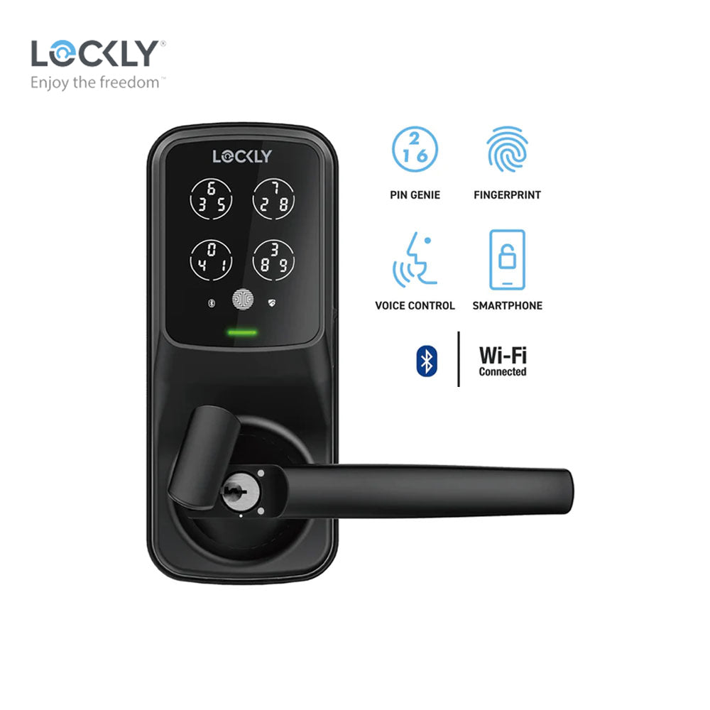 Lockly - PGD628W - Wi-Fi Enabled Lever Set - Fingerprint Biometric - Remote App Control - Keypad - Secure Pro Latch Edition