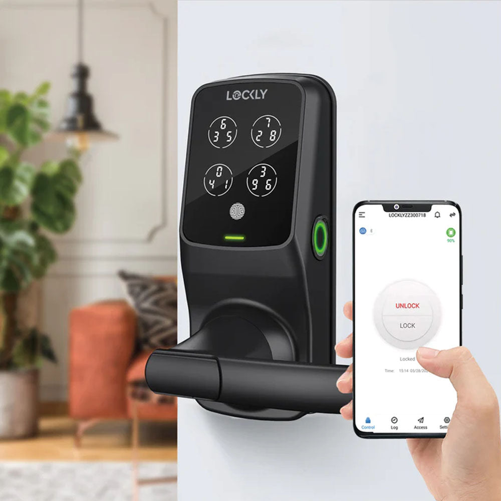 Lockly - PGD628W - Wi-Fi Enabled Lever Set - Fingerprint Biometric - Remote App Control - Keypad - Secure Pro Latch Edition
