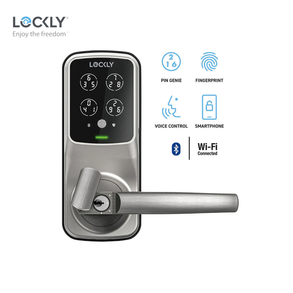 Lockly - PGD628W - Wi-Fi Enabled Lever Set - Fingerprint Biometric - Remote App Control - Keypad - Secure Pro Latch Edition