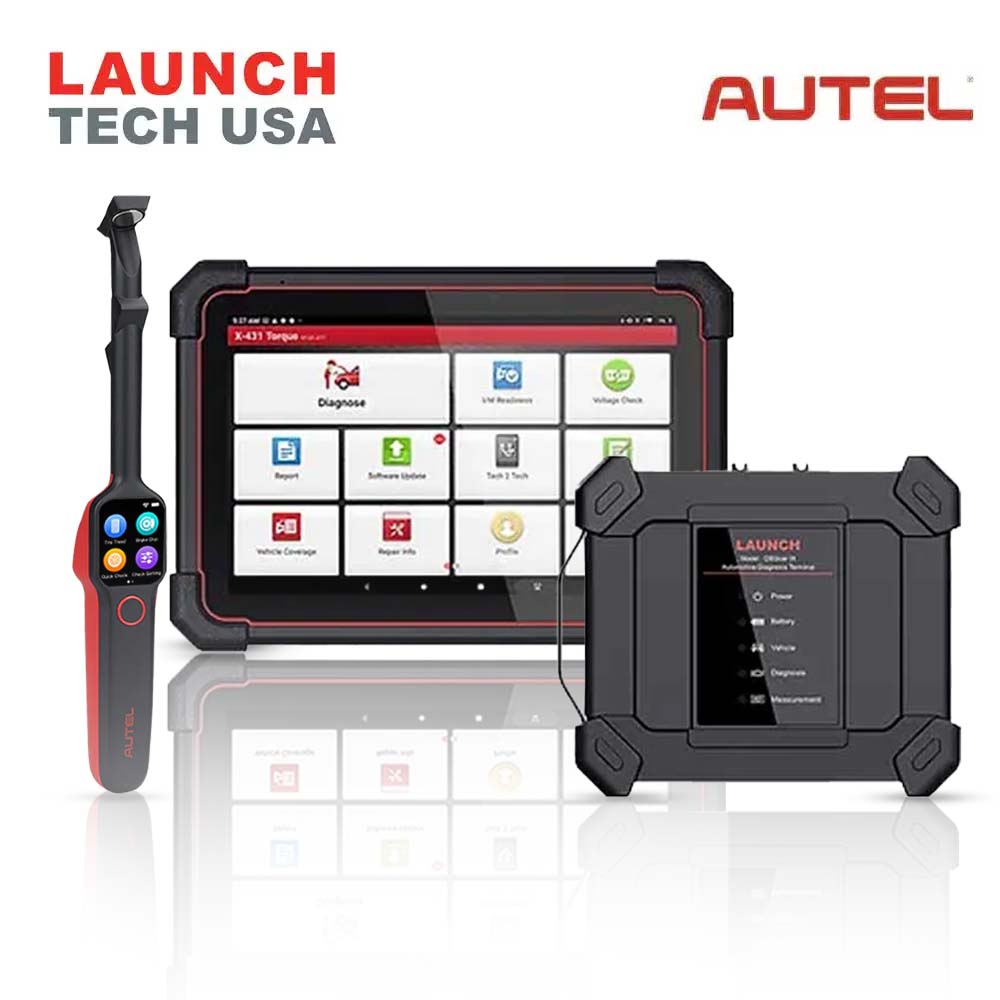 Launch - X-431 Torque 5 Vehicle Diagnostic Device with Autel MaxiTPMS TBE200 Laser Tread Depth and Brake Disc Examiner