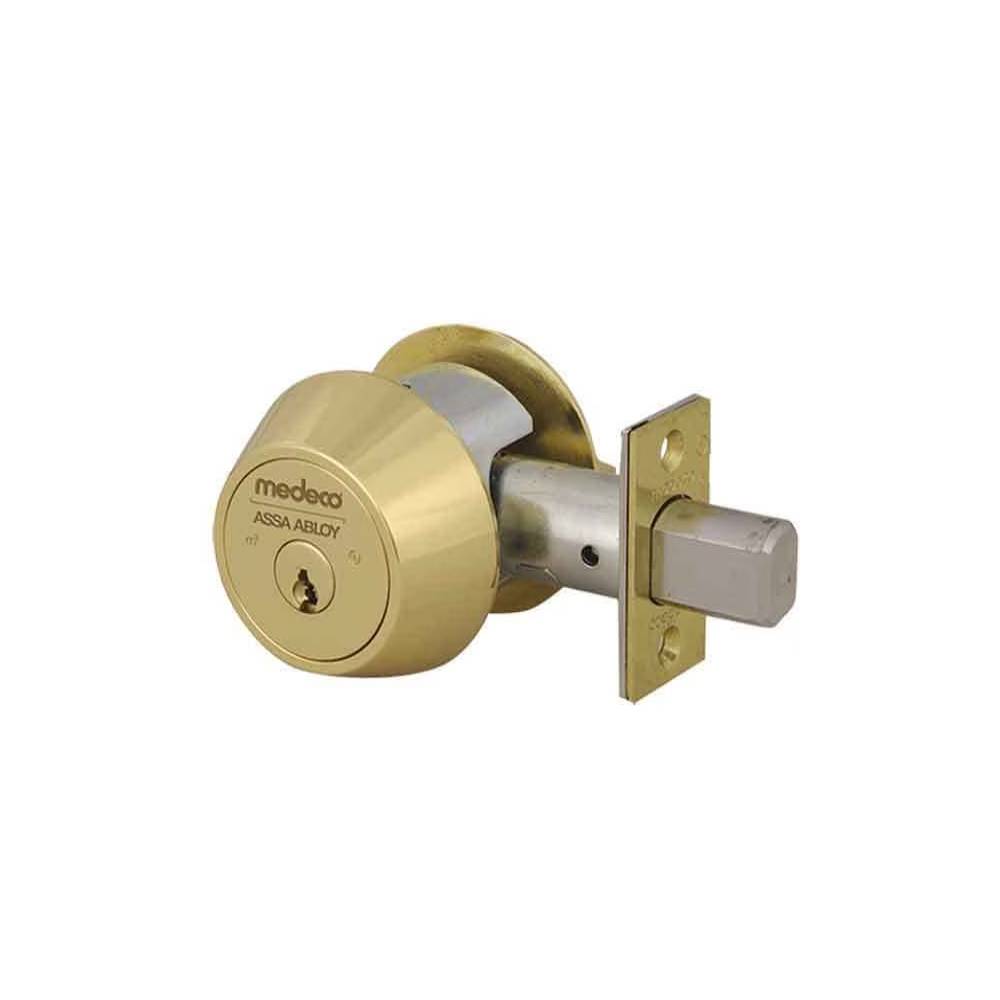 Medeco - 11C603T-05-DLT - Maxum Commercial Deadbolt with 6 Pin DL Keyway Single Cylinder and 2-3/8 Backset - M3 - 05 (Bright Brass)