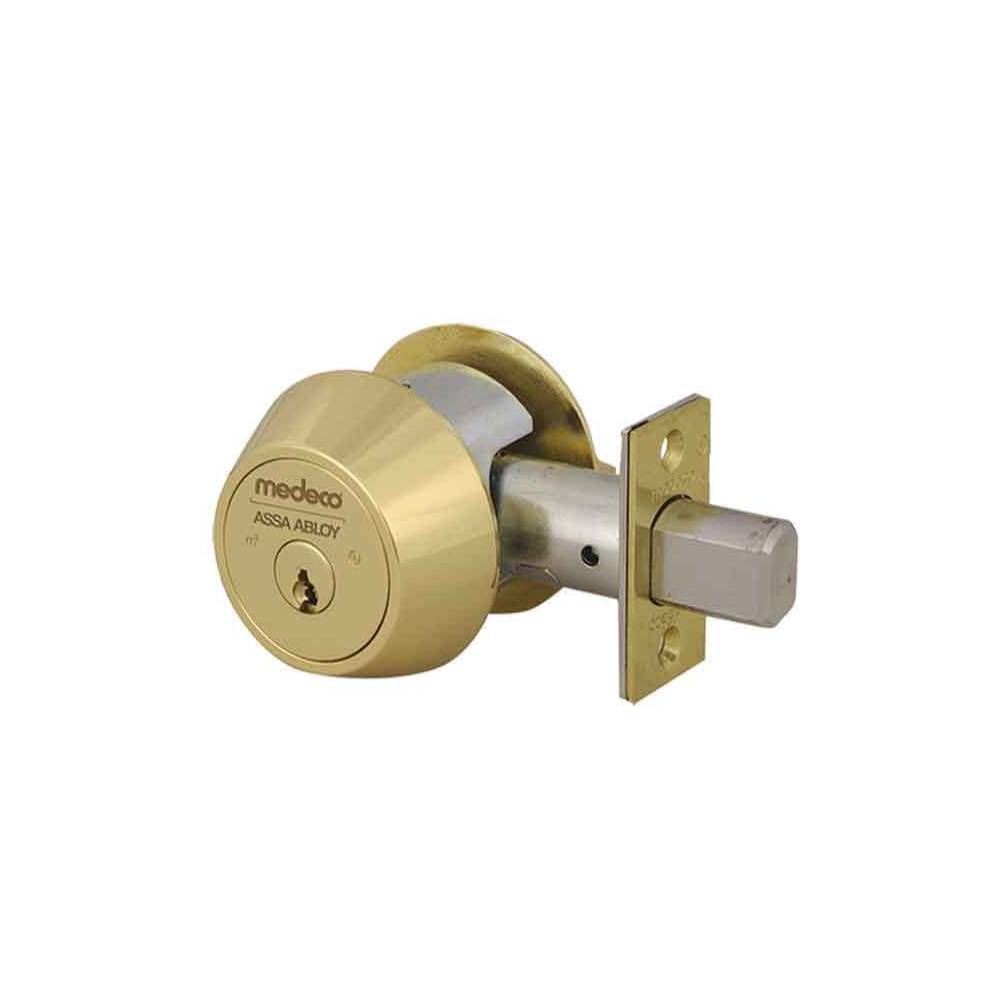 Medeco - 11C623T-05-DLT - Maxum Commercial Deadbolt with 6 Pin DL Keyway Double Cylinder and 2-3/8 Backset - M3 - 05 (Bright Brass)