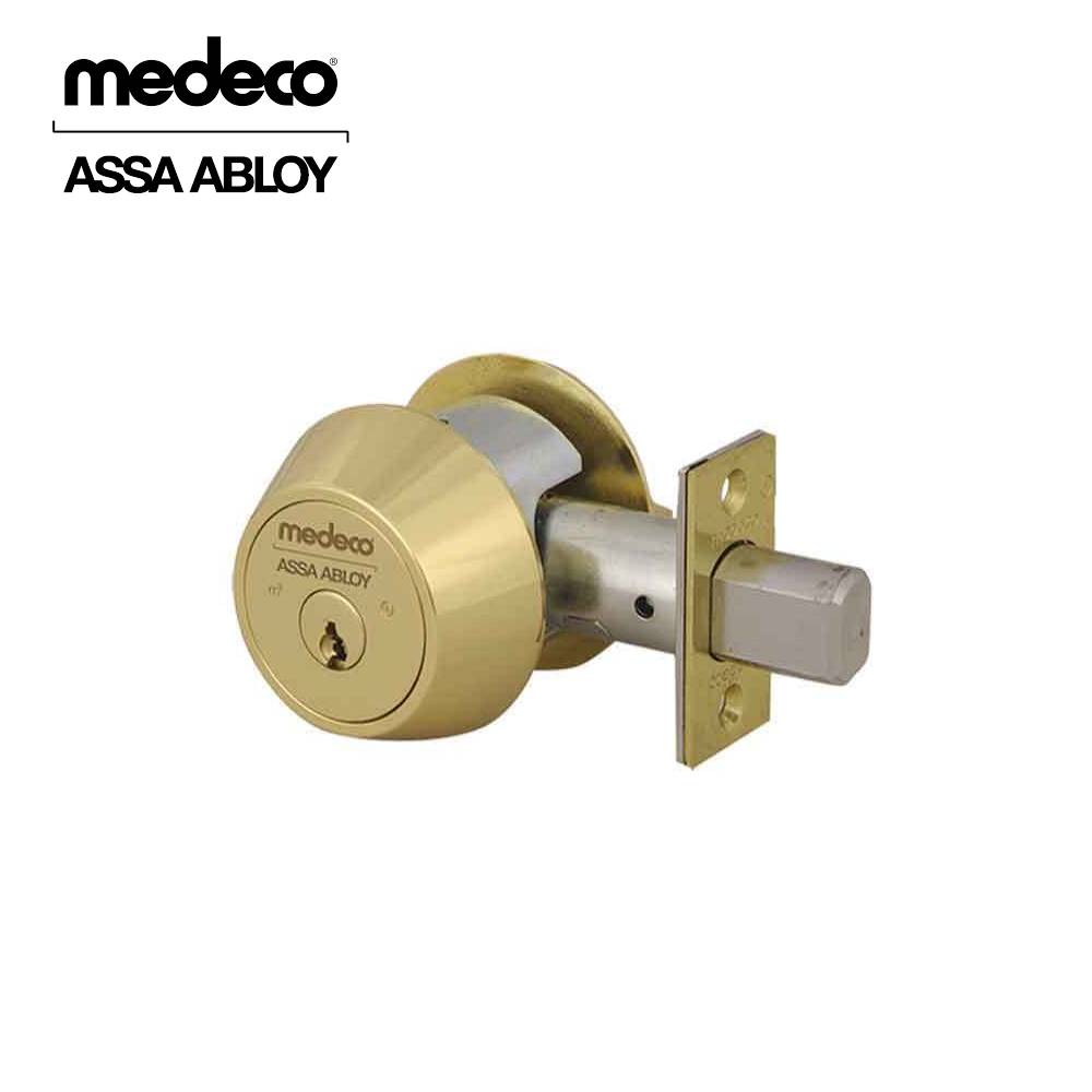 Medeco - 11C623T-05-DLT - Maxum Commercial Deadbolt with 6 Pin DL Keyway Double Cylinder and 2-3/8 Backset - M3 - 05 (Bright Brass)