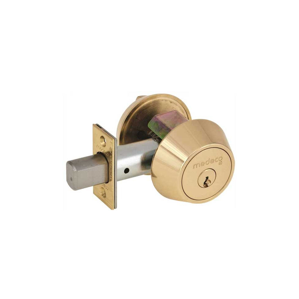 Medeco - 11R503J-05-DLT - Maxum Residential Deadbolt with 5 Pin DL Keyway Single Cylinder and 2 3/8" Backset - M3 BiLevel - 05 (Bright Brass)