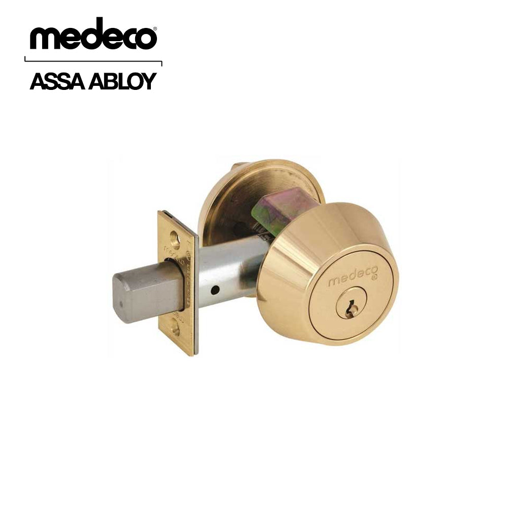 Medeco - 11R503J-05-DLT - Maxum Residential Deadbolt with 5 Pin DL Keyway Single Cylinder and 2 3/8" Backset - M3 BiLevel - 05 (Bright Brass)