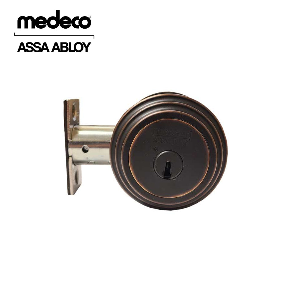 Medeco - 11R503J-10-DLT - Maxum Residential Deadbolt with 5 Pin DL Keyway Single Cylinder and 2 3/8 Backset - M3 BiLevel - 10 (Satin Brass Blackened)