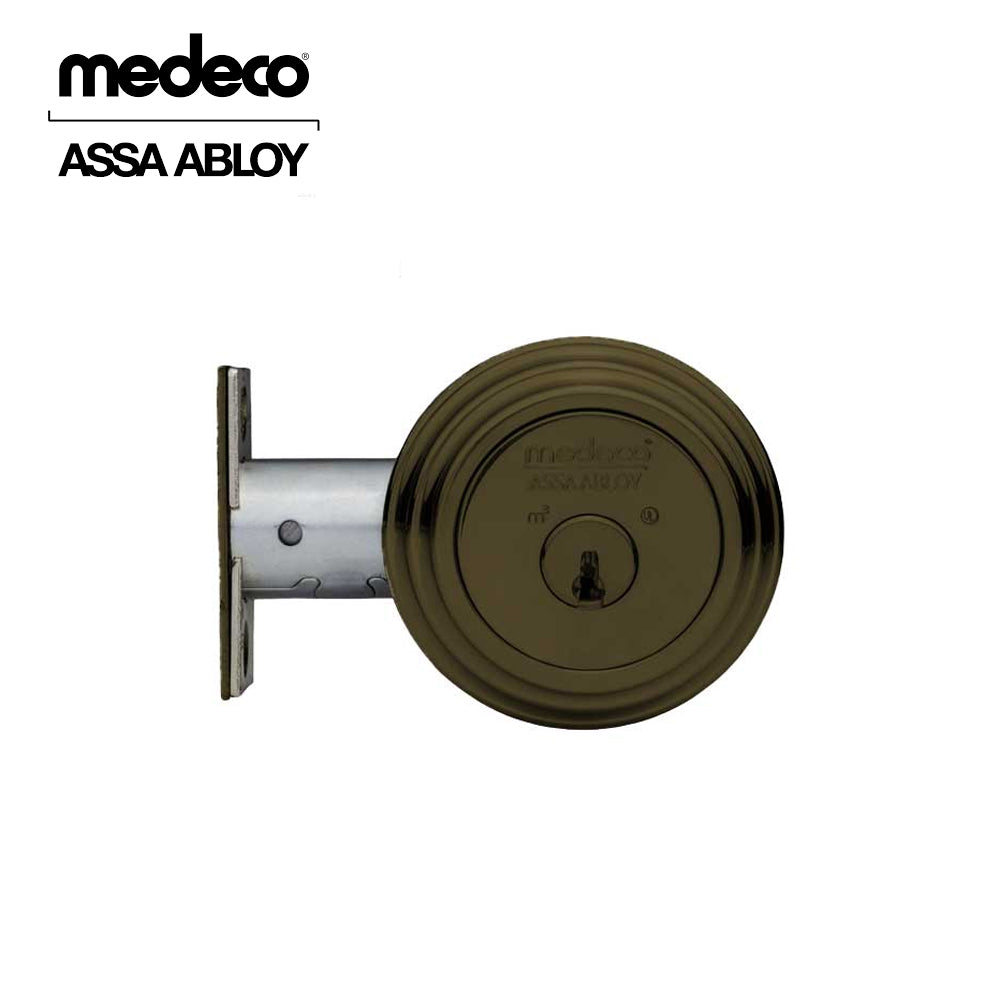 Medeco - 11R503T-10-DLT - Maxum Residential Deadbolt with 5 Pin DL Keyway Single Cylinder and 2 3/8 Backset - M3 - 10 (Satin Brass Blackened)