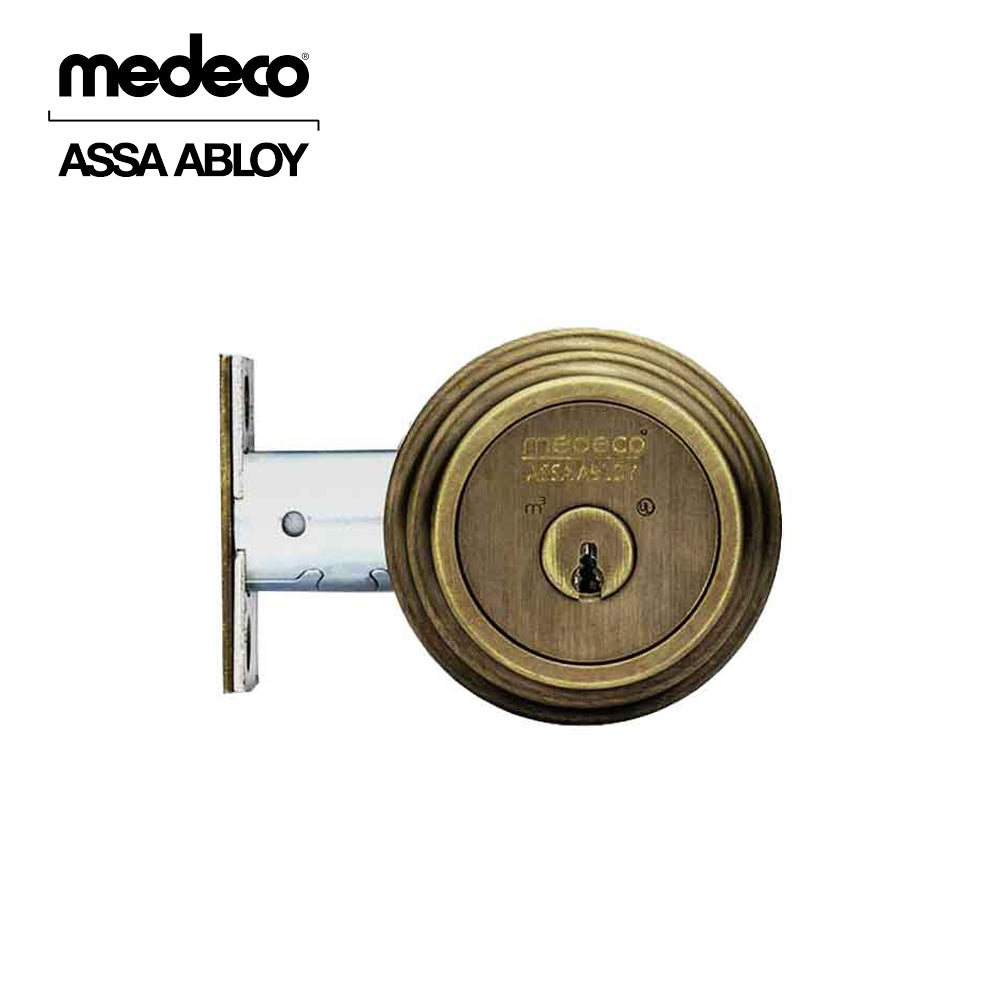 Medeco - 11R603J-09-DLT - Maxum Residential Deadbolt with 6 Pin DL Keyway Single Cylinder and 2-3/8 Backset - M3 BiLevel - 09 (Antique Brass)