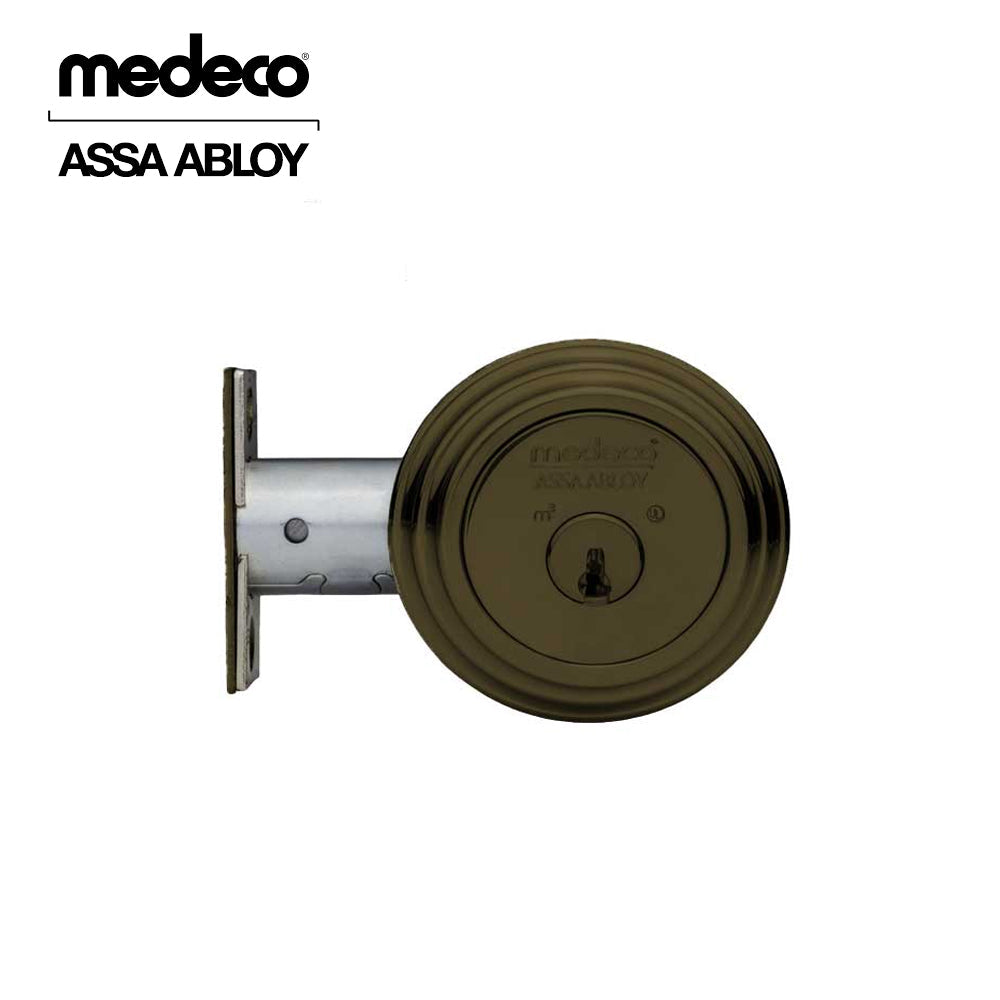 Medeco - 11R603J-10-DLT - Maxum Residential Deadbolt with 6 Pin DL Keyway Single Cylinder and 2-3/8" Backset - Bilevel - 610 (Satin Brass)