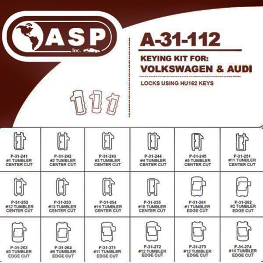 ASP 2015+ Volkswagen/Audi HU162 High Security Keying Kit (A-31-112)