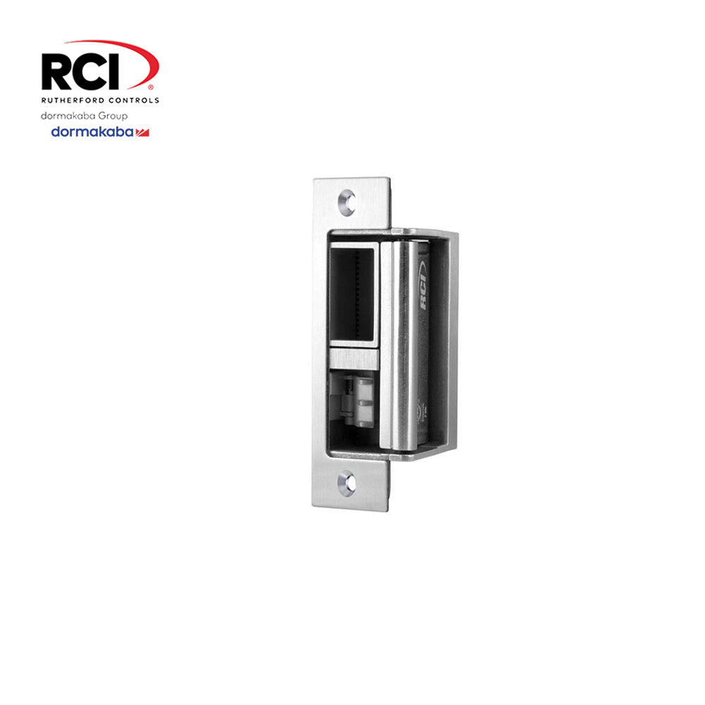 RCI 2364-32D - Electric Strike Adjustable Deadbolt Keeper with 1-1/4 x 4-7/8 Faceplate -12/24 VDC - 32D (Satin Stainless Steel-630)