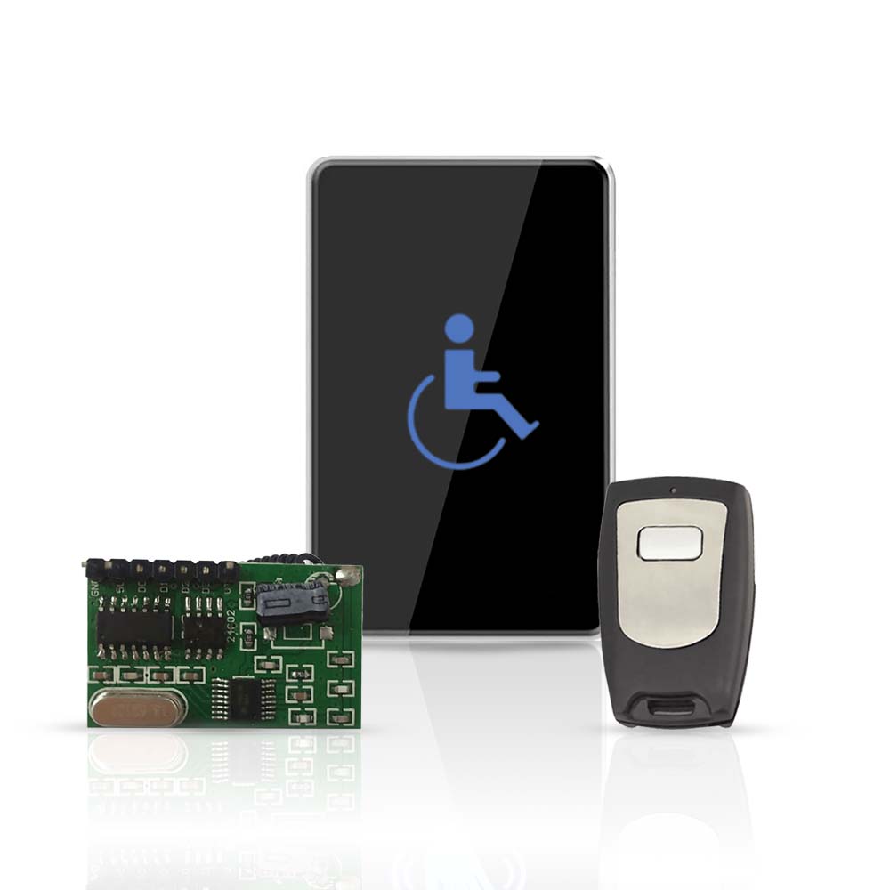 RCI 910TC-HC-WRMWRB - Touchless Wheelchair Icon Switch with Remote Module and Transmitter Kit - Black Finish