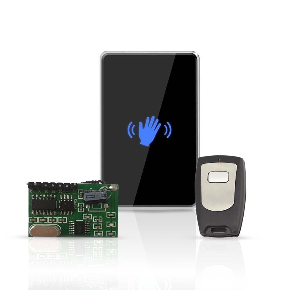 RCI 910TC-WRMWRB - Touchless Waving Hand Icon Switch with Remote Module and Transmitter Kit - Black Finish