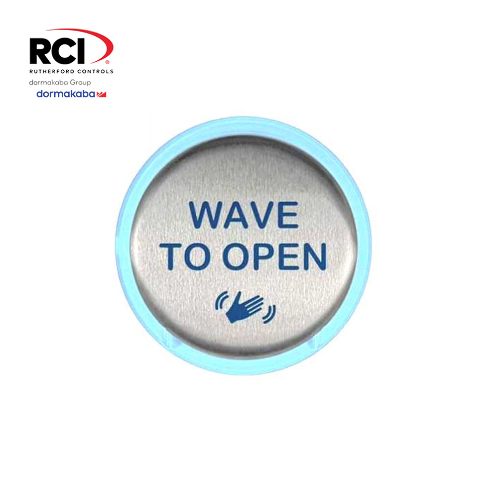 RCI 950TW6-32D - Short-Range Touchless Actuator with 6 Round Plate Text and Wave Logo Adjustable up to 4 - 12-24 VAC/DC - 32D (Satin Stainless Steel-630)