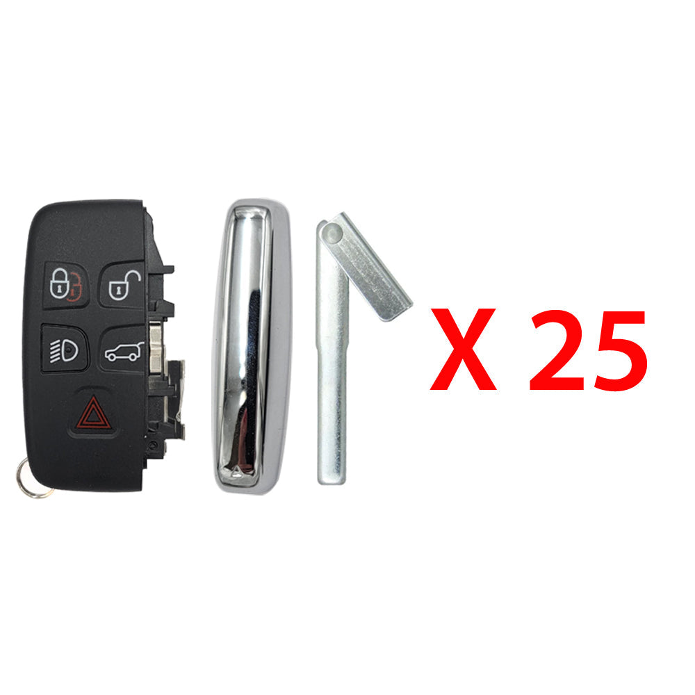 2011 - 2020 Jaguar Land Rover Smart Key Shell Case w/ Hatch 5 Buttons (25 Pack)