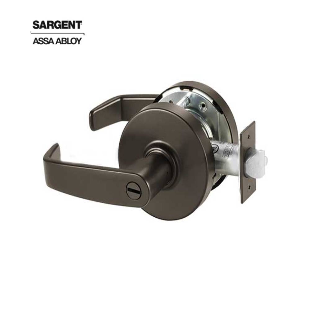 Sargent - 28-10U65 - Privacy Bathroom Cylindrical Lock with 2-3/4 Inch Backset and 4-7/8 Inch ANSI Strike - L Lever - Grade 1 - Optional Color