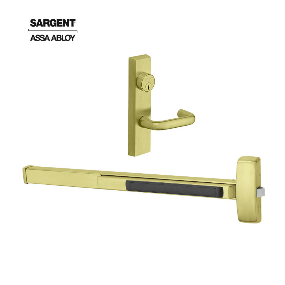 Sargent - 8806F - Rim Exit Devices with Trim - Wide Stile Pushpad - Storeroom Function - LFIC Prep Less Core - Escutcheon Trim - 36" - Grade 1 - US03 (Bright Polished Brass)