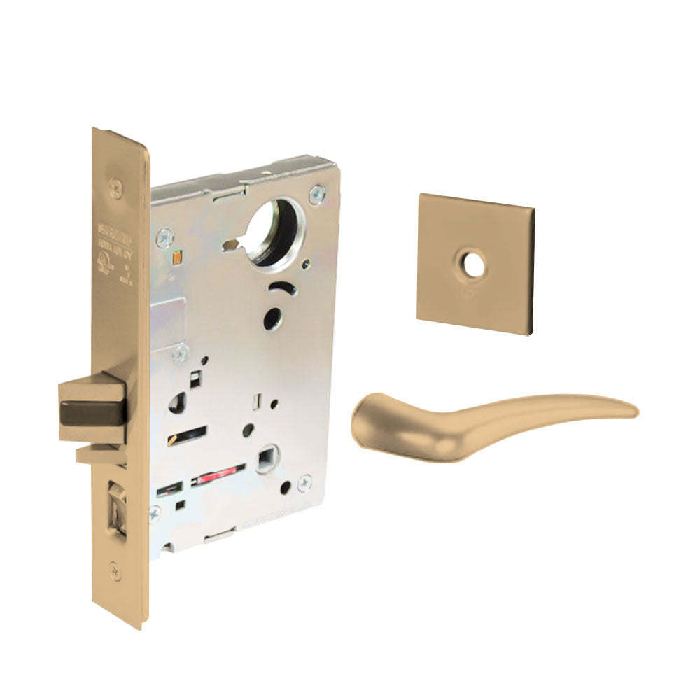 Sargent - 8204 - Storeroom Mortise Lock - Heavy Duty Standard Cylinder - LFIC - Rose Trim Function - Grade 1 - US9 (Bright Bronze, Clear Coated)