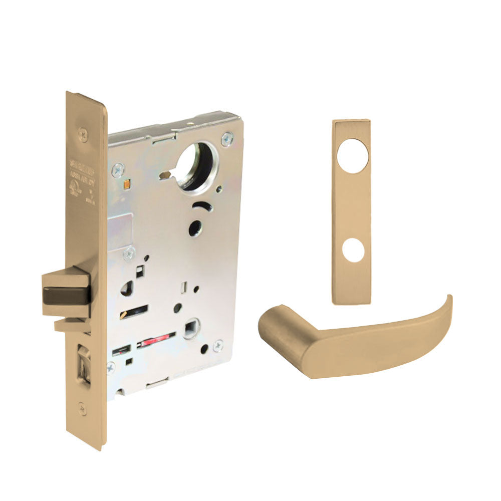 Sargent - 8204 - Storeroom Mortise Lock - Heavy Duty Standard Cylinder - LFIC - Key Code- Escutcheon Trim Function - Grade 1 - US9 (Bright Bronze, Clear Coated)