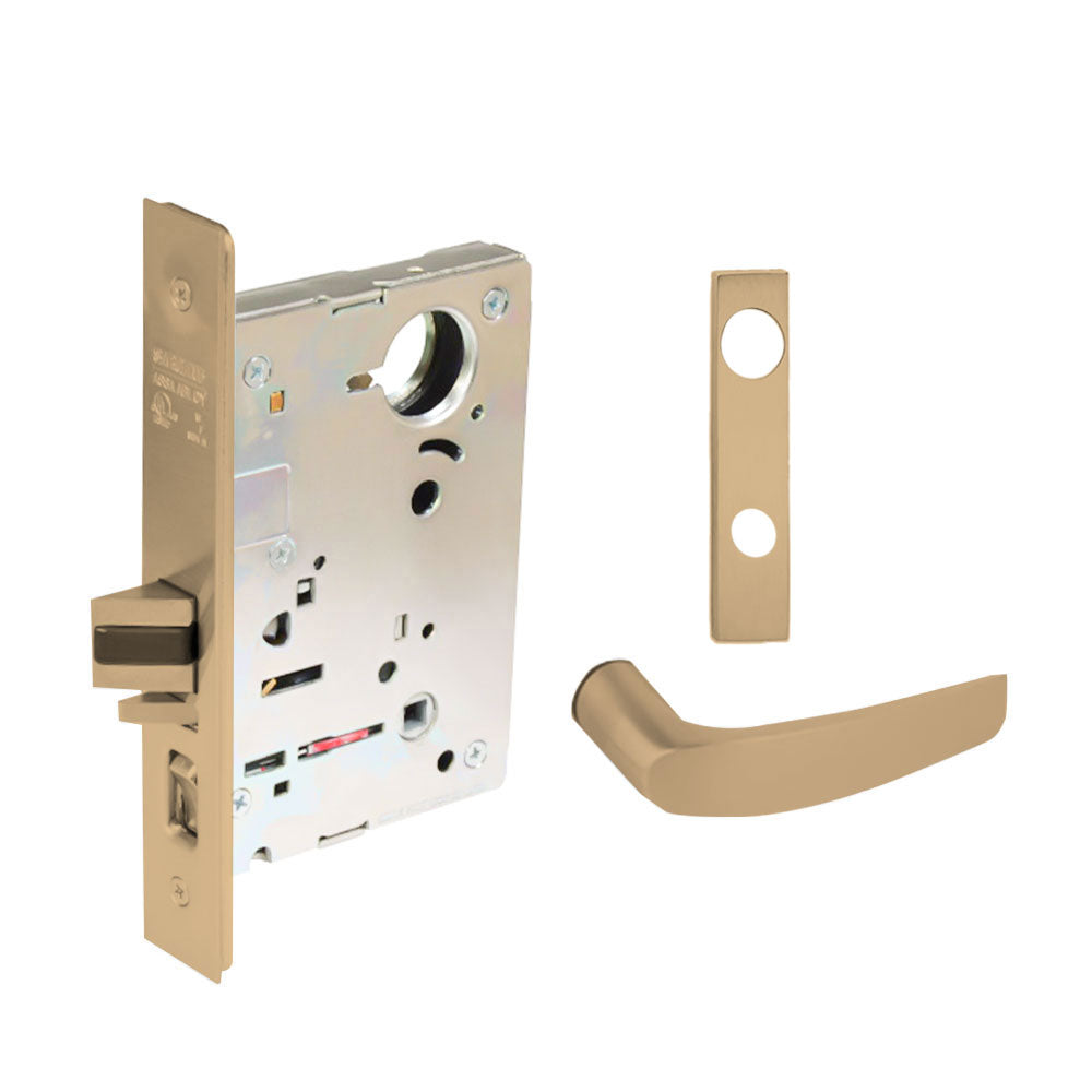 Sargent - 8204 - Storeroom Mortise Lock - Heavy Duty Standard Cylinder - LFIC - Key Code- Escutcheon Trim Function - Grade 1 - US9 (Bright Bronze, Clear Coated)