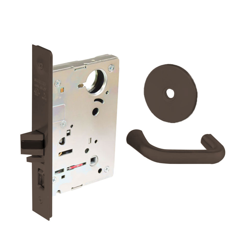 Sargent - 8204 - Storeroom Mortise Lock - Heavy Duty Less Cylinder - LFIC - Rose Trim Function - Grade 1- US10BE (Dark Oxidized Satin Bronze)