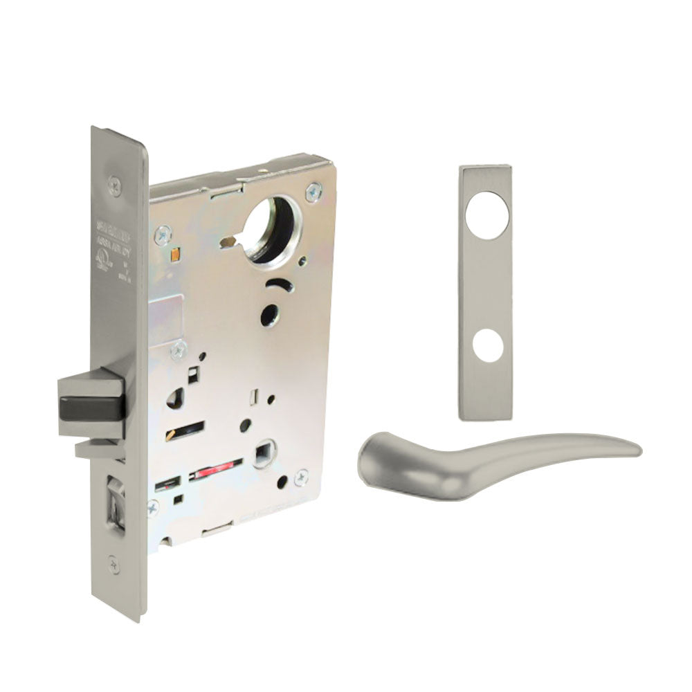 Sargent - 8204 - Storeroom Mortise Lock - Heavy Duty Standard Cylinder - SFIC - Key Code- Escutcheon Trim Function - Grade 1 - US14 (Bright Nickel Plated, Clear Coated)