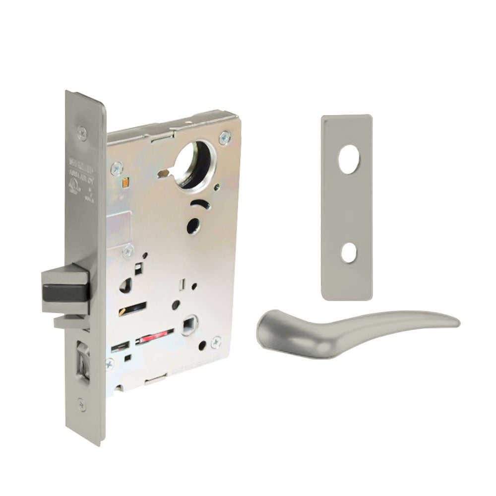Sargent - 8204 - Storeroom Mortise Lock - Heavy Duty Standard Cylinder - SFIC - Key Code- Escutcheon Trim Function - Grade 1 - US14 (Bright Nickel Plated, Clear Coated)
