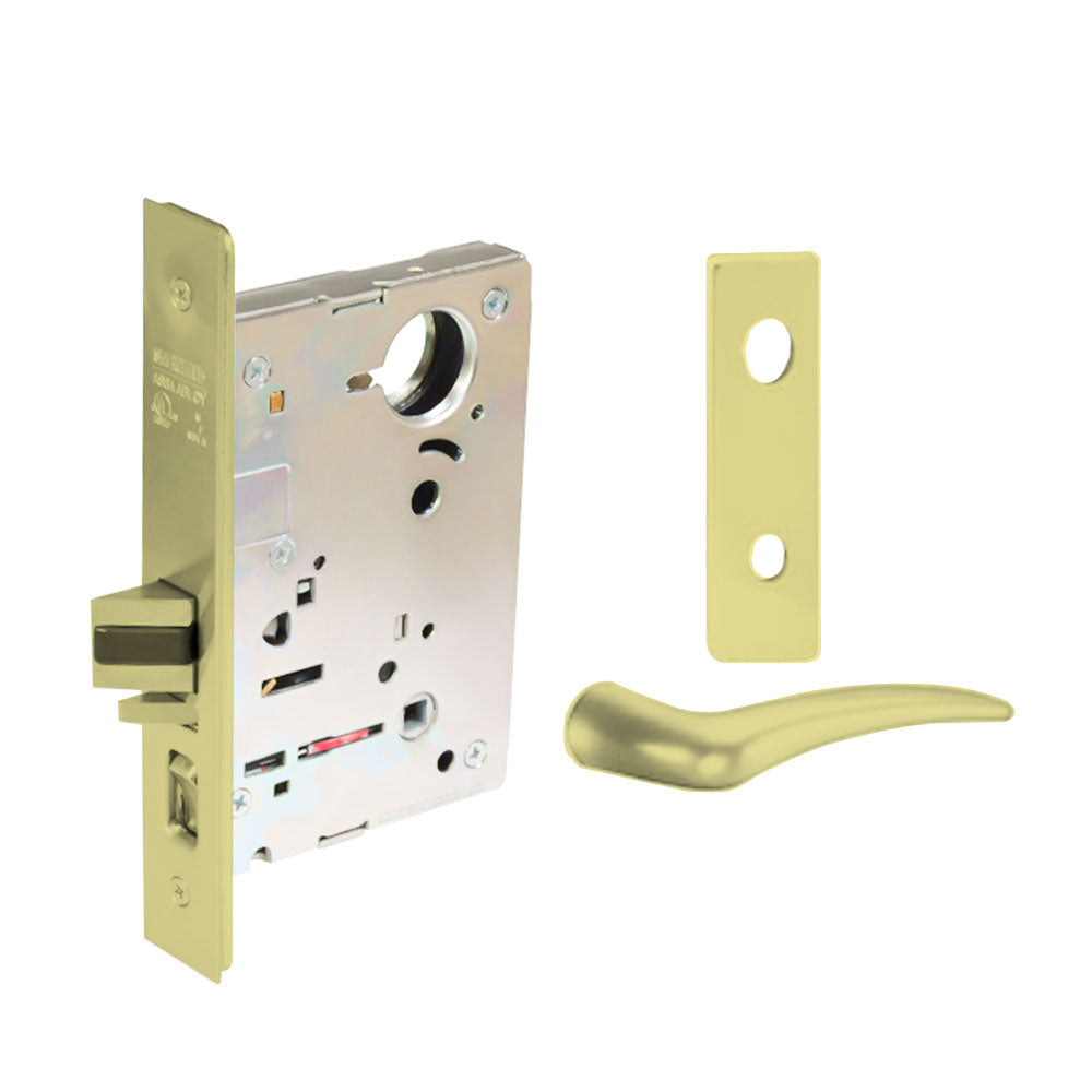 Sargent - 8204 - Storeroom Mortise Lock - Heavy Duty Less Cylinder - SFIC - Keyed Different - Escutcheon Trim Function - Grade 1 - US3 (Bright Brass, Clear Coated)