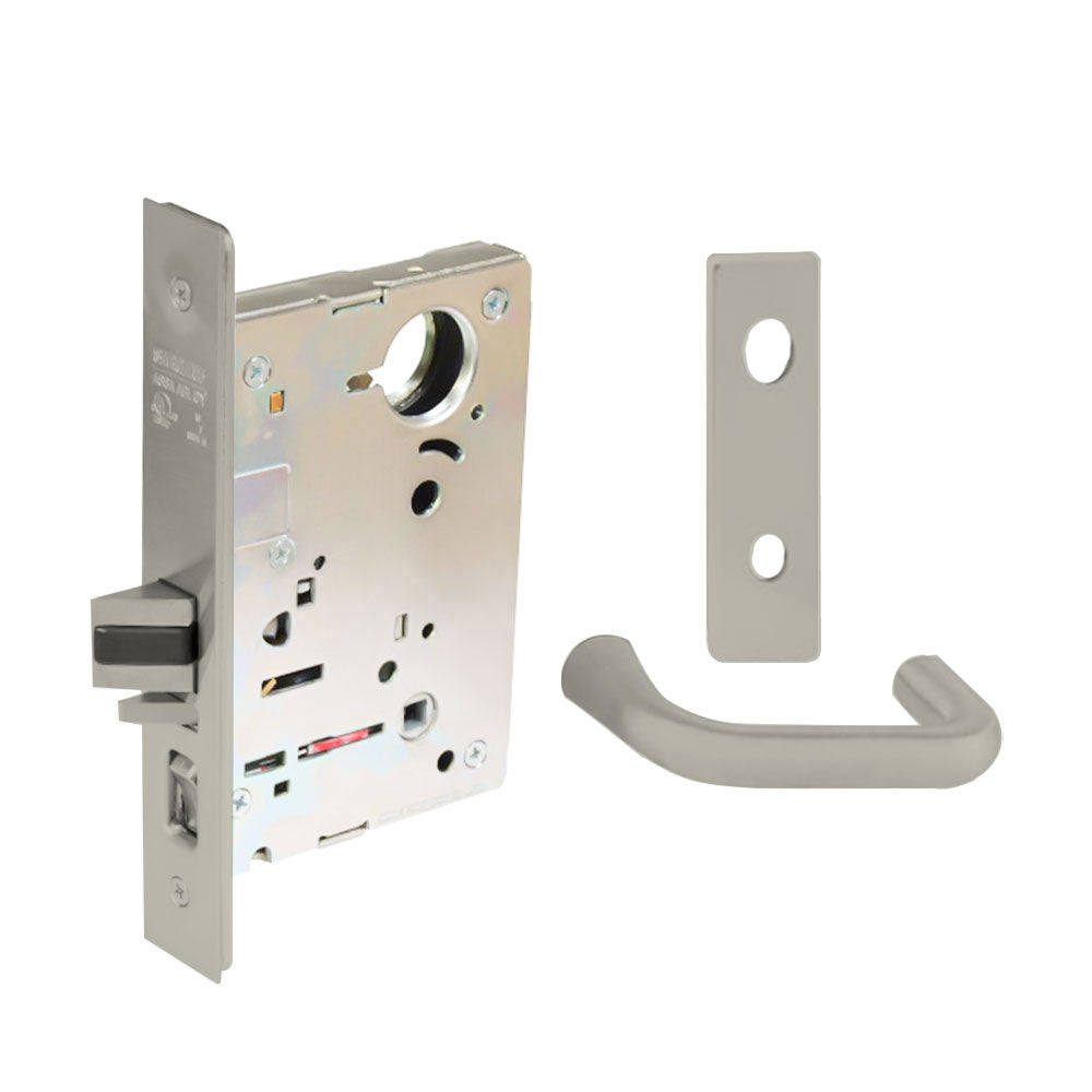 Sargent - 8204 - Storeroom Mortise Lock - Heavy Duty Less Cylinder - SFIC - Keyed Different- Escutcheon Trim Function - Grade 1 - US14 (Bright Nickel Plated, Clear Coated)