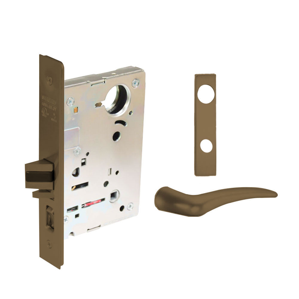 Sargent - 8237 - Classroom Mortise Lock - Heavy Duty Standard Cylinder - SFIC - Escutcheon Trim Function - Grade 1 - US10 (Satin Bronze, Clear Coated)