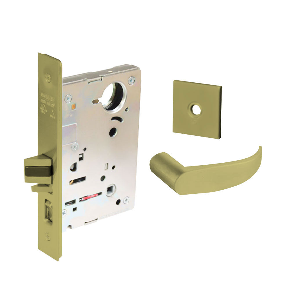 Sargent - 8237 - Classroom Mortise Lock - Heavy Duty Less Cylinder - SFIC - Rose Trim Function - Grade 1 - US4 (Satin Brass, Clear Coated)