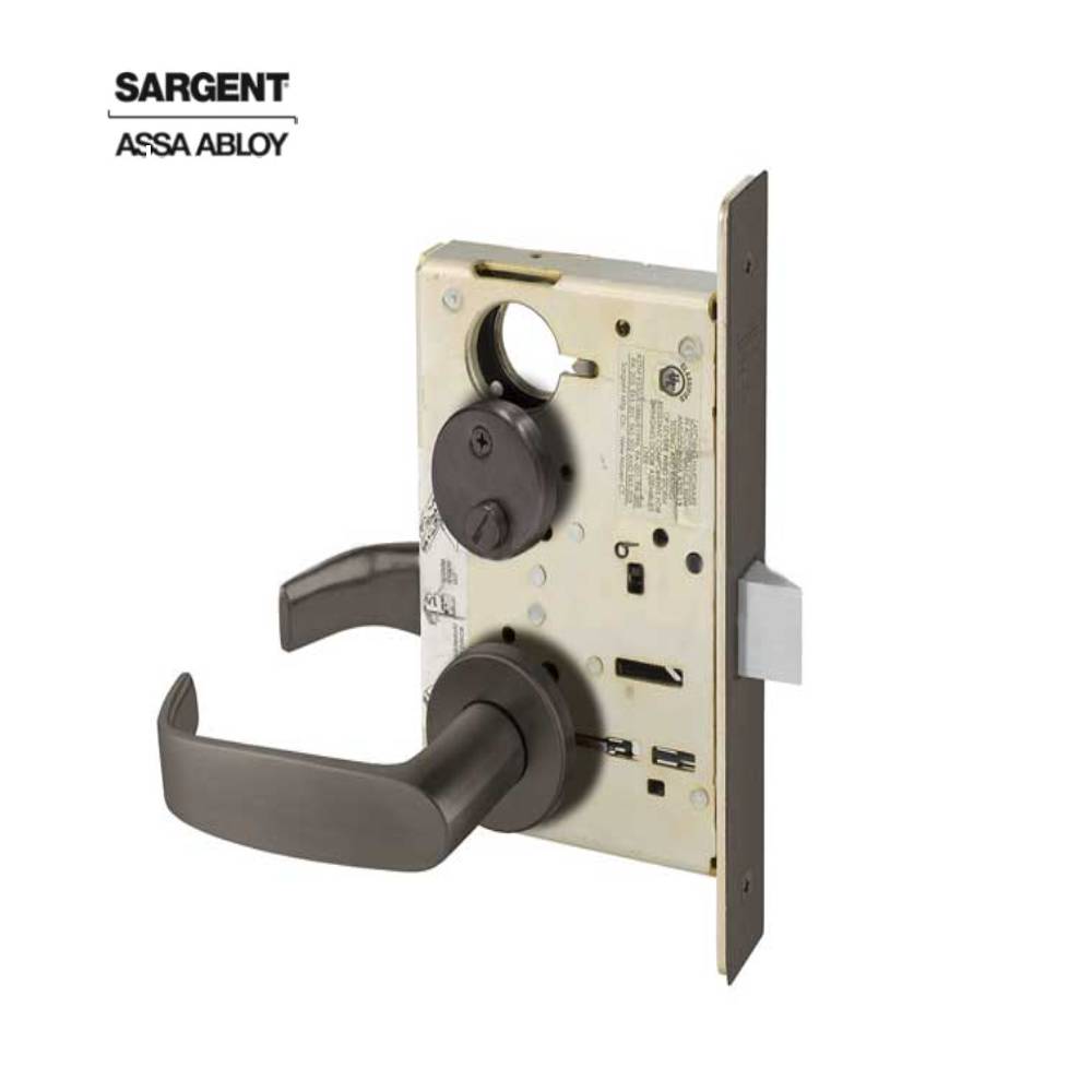 Sargent - 8265 - Privacy Bedroom Mortise Lock with 2-3/4 Inch Backset and 4-7/8 Inch ASA Strike - LN Rose - L Lever - Grade 1 - Optional Color
