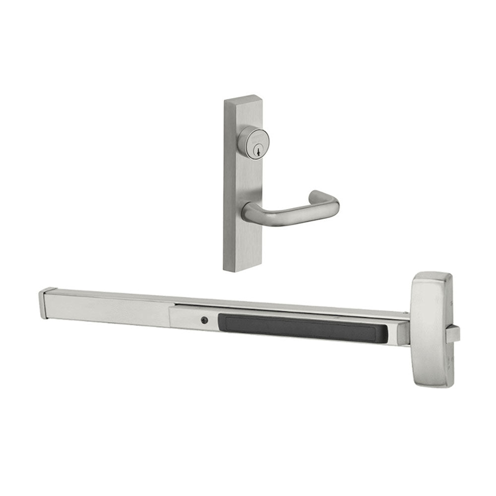 Sargent - 8815F - Rim Exit Devices with Trim - Wide Stile Pushpad - Passage Function - Keyed Different - Escutcheon Trim - 36" - Grade 1 - US32D (Satin Stainless Steel)