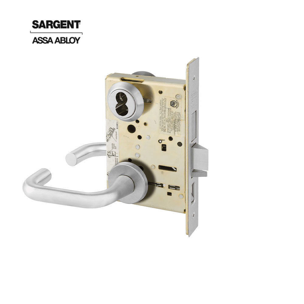 Sargent - 8205 - Office or Entry Mortise Lock - LFIC Prep Less Core - Keyed Different - Rose Trim Function - Grade 1