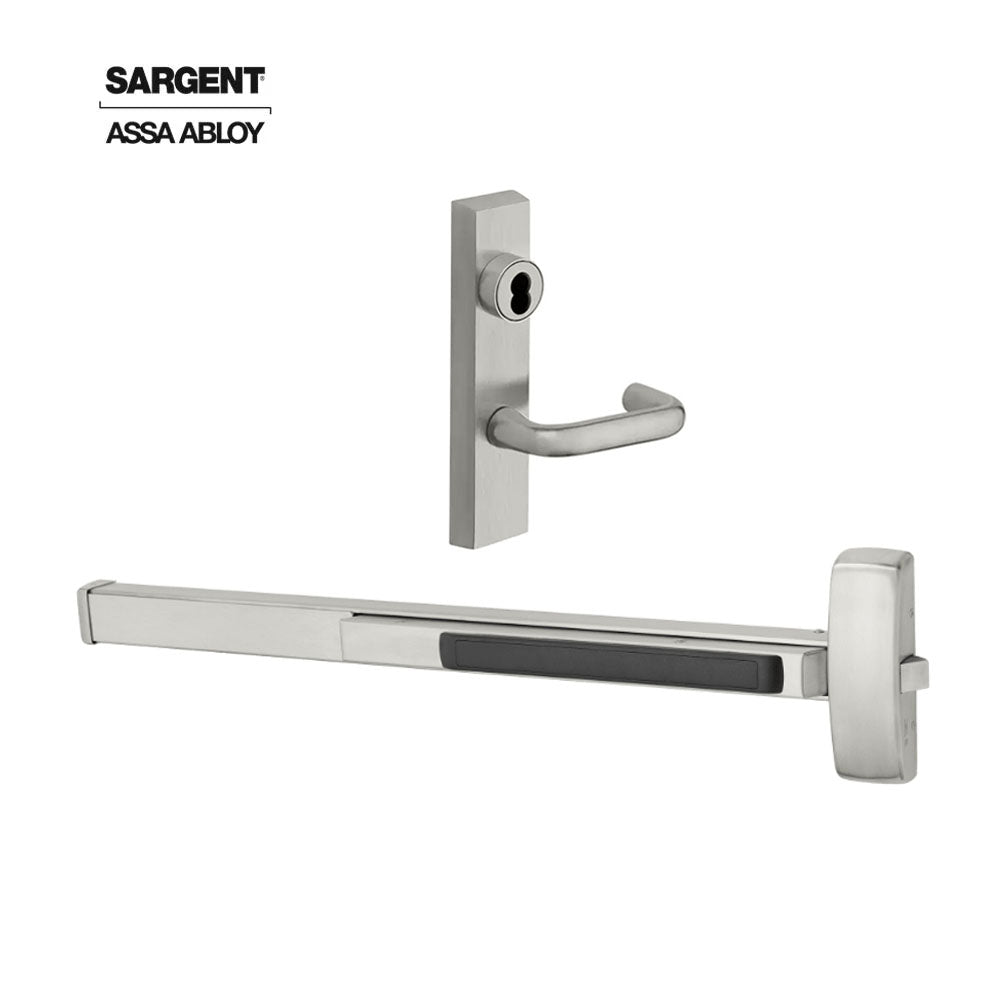 Sargent - 8806F - Rim Exit Devices with Trim - Wide Stile Pushpad - Storeroom Function - Less Cylinder - Escutcheon Trim - 36" - Grade 1 - US32D (Satin Stainless Steel)
