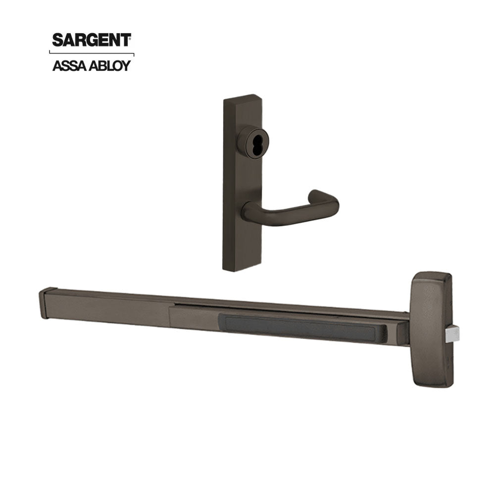 Sargent - 8810F - Rim Exit Devices with Trim - Wide Stile Pushpad - Exit Only - Less Cylinder - Escutcheon Trim - 36" - Grade 1 - US10B (Dark Oxidized Satin Bronze Oil Rubbed)