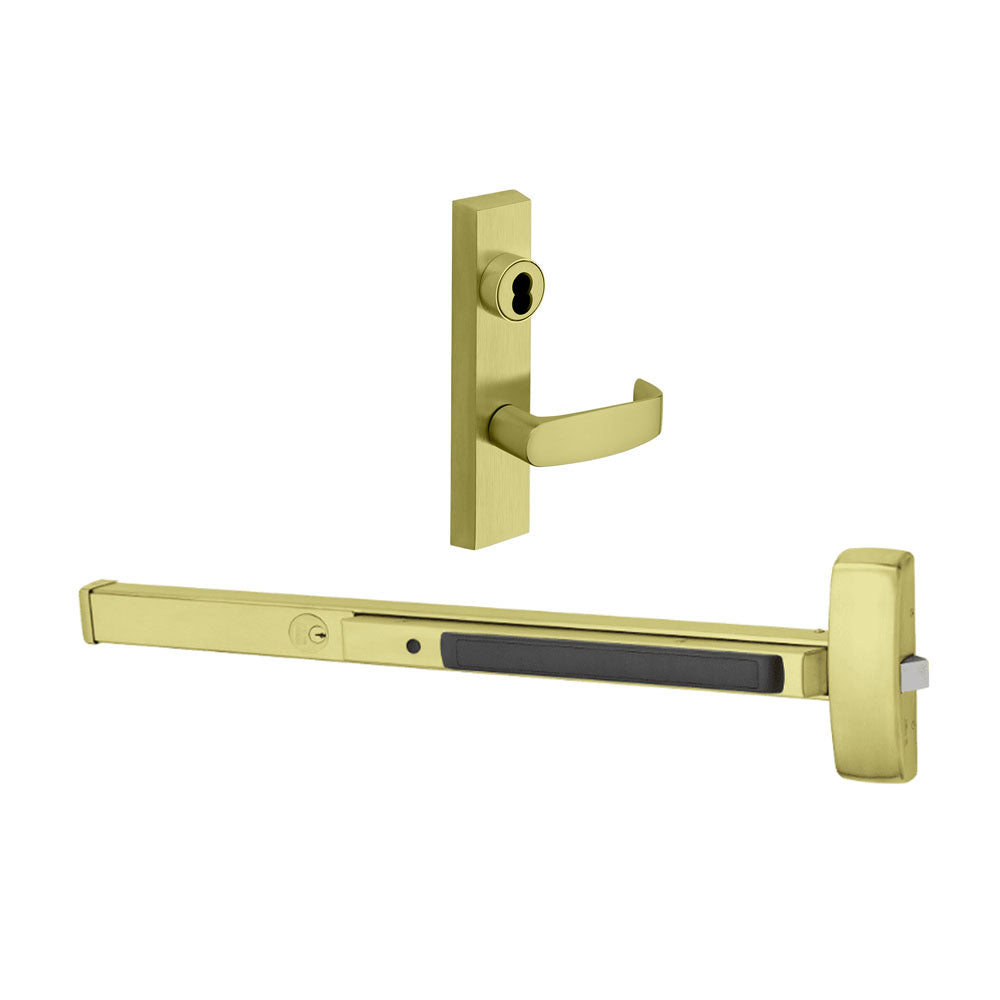 Sargent - 8815F - Rim Exit Devices with Trim - Wide Stile Pushpad - Passage Function - Less Cylinder - Escutcheon Trim - 36" - Grade 1 - US03 (Bright Polished Brass)