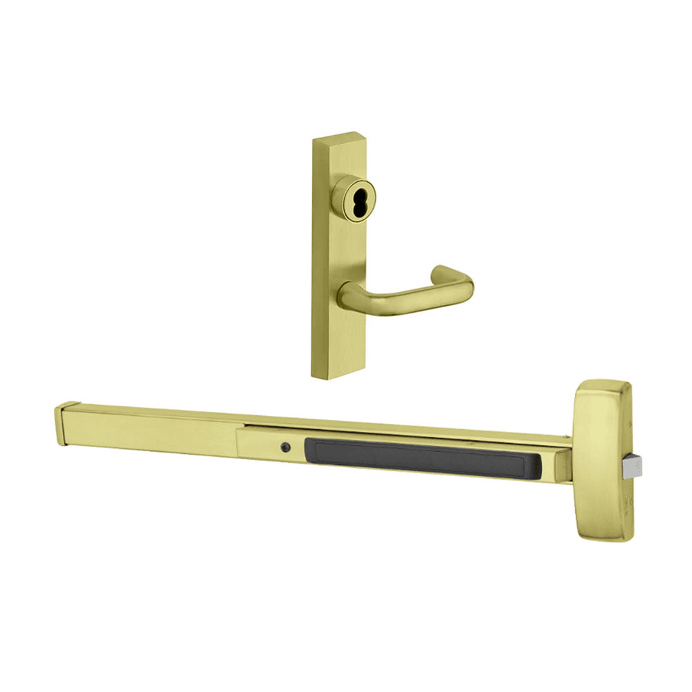 Sargent - 8810F - Rim Exit Devices with Trim - Wide Stile Pushpad - Exit Only - Less Cylinder - Escutcheon Trim - 36" - Grade 1 - US03 (Bright Polished Brass)