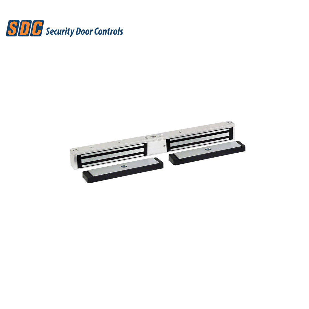 SDC - 352V - Double Narrow Line EMLock Magnetic Sensor with 1200 Lbs Holding Force per Door Leaf - 12/24VDC - Satin Aluminum Clear Anodized