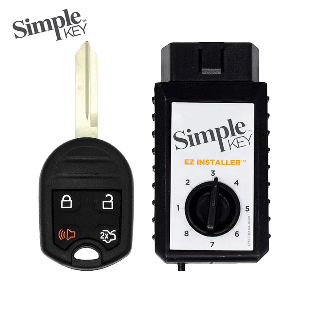 Simple Key Smart Key 4-Button Remote and EZ Installer 2004-2017 for Ford Mazda Mercury and Lincoln