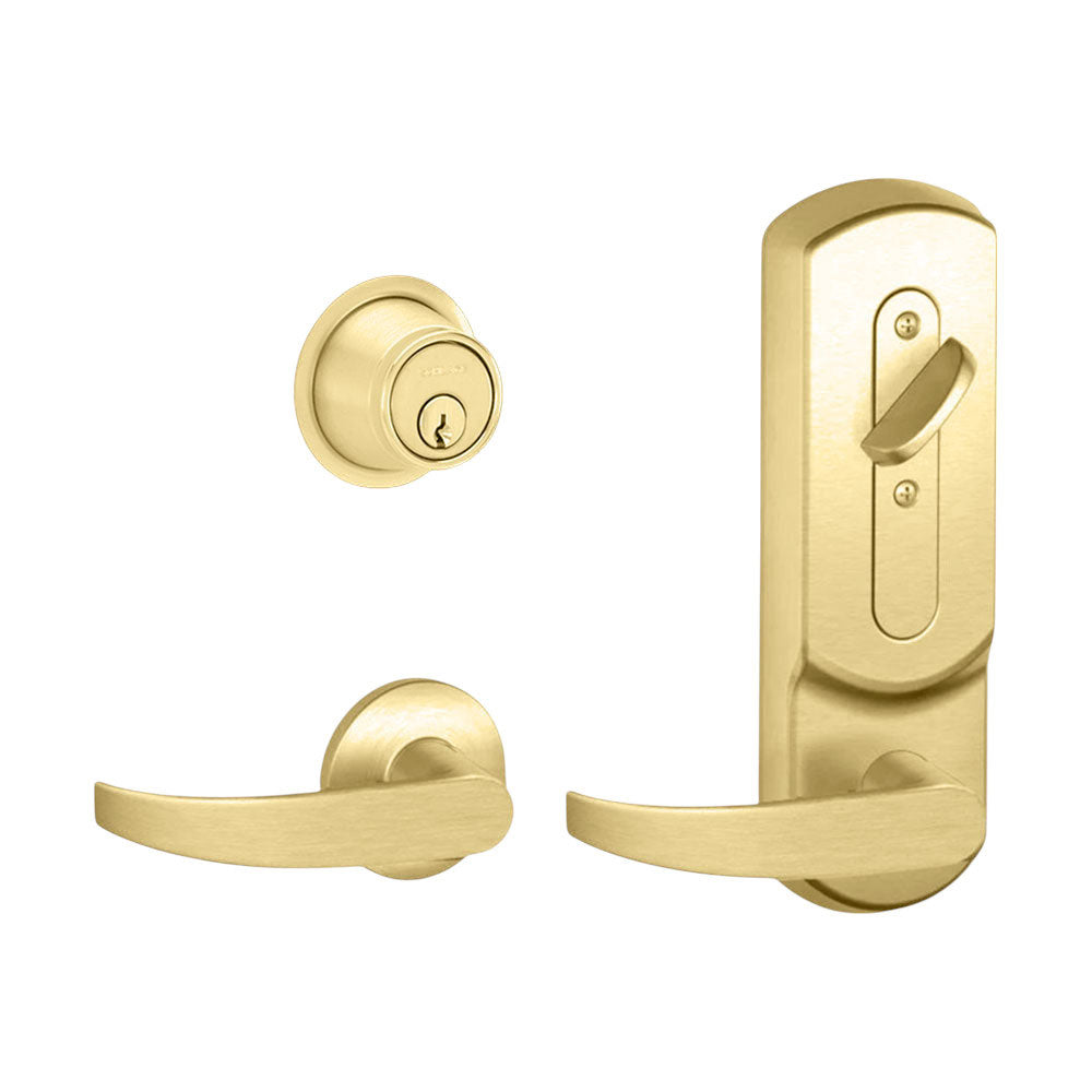 Schlage - CS210-B500PD - Entrance Single Locking Interconnected Lock Conventional 6-pin Cylinder with 1 3/4" Door Thickness - Right Handed - Grade 2 - US3 - Bright Polished Brass (605)