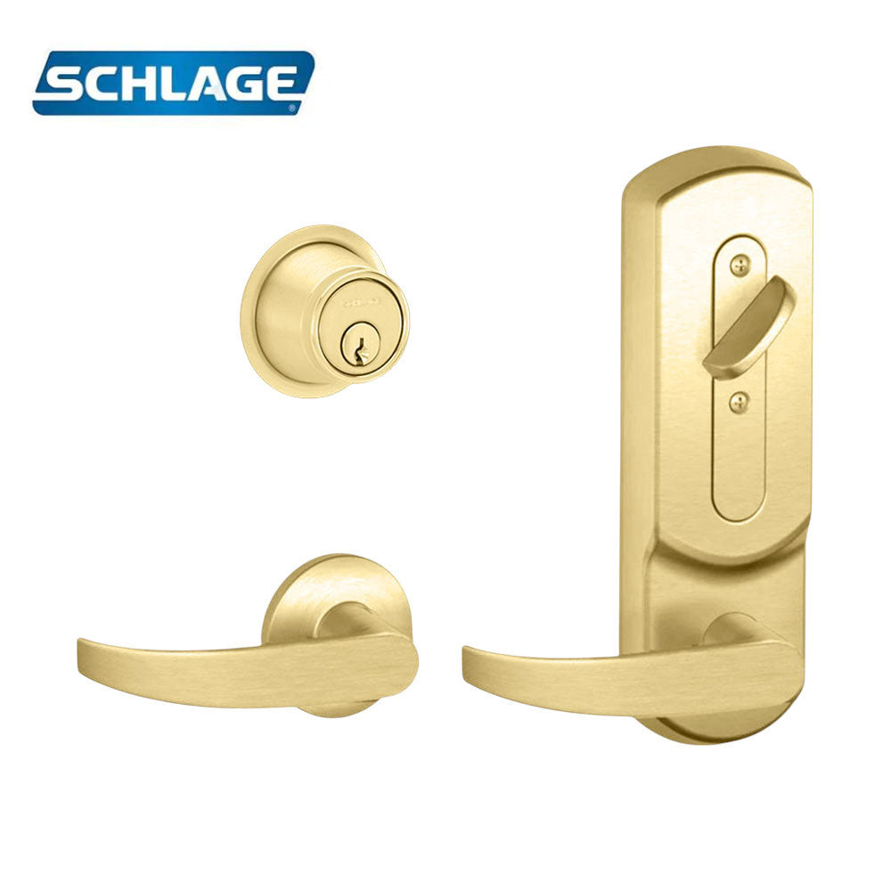 Schlage - CS210-B500PD - Entrance Single Locking Interconnected Lock Conventional 6-pin Cylinder with 1 3/4" Door Thickness - Right Handed - Grade 2 - US3 - Bright Polished Brass (605)